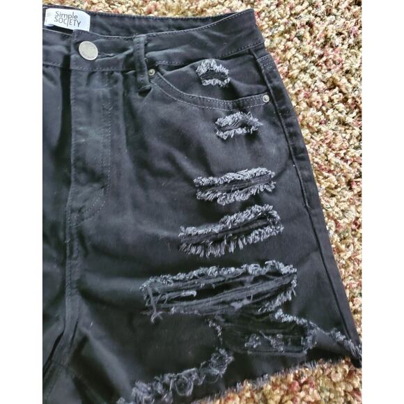 Simple Society Women's Distressed Jean Shorts - Picture 4 of 8